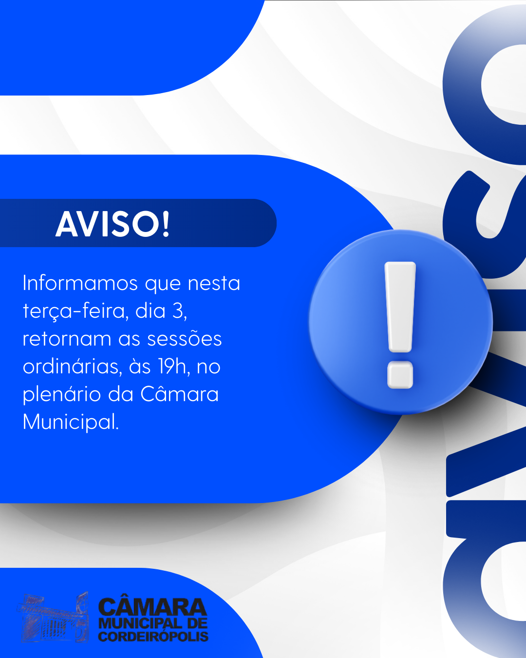 Câmara de Cordeirópolis retoma sessões ordinárias nesta terça-feira (3)