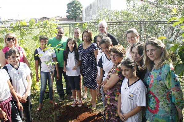 Imagem da notícia: Plantio de árvore é feito em escola