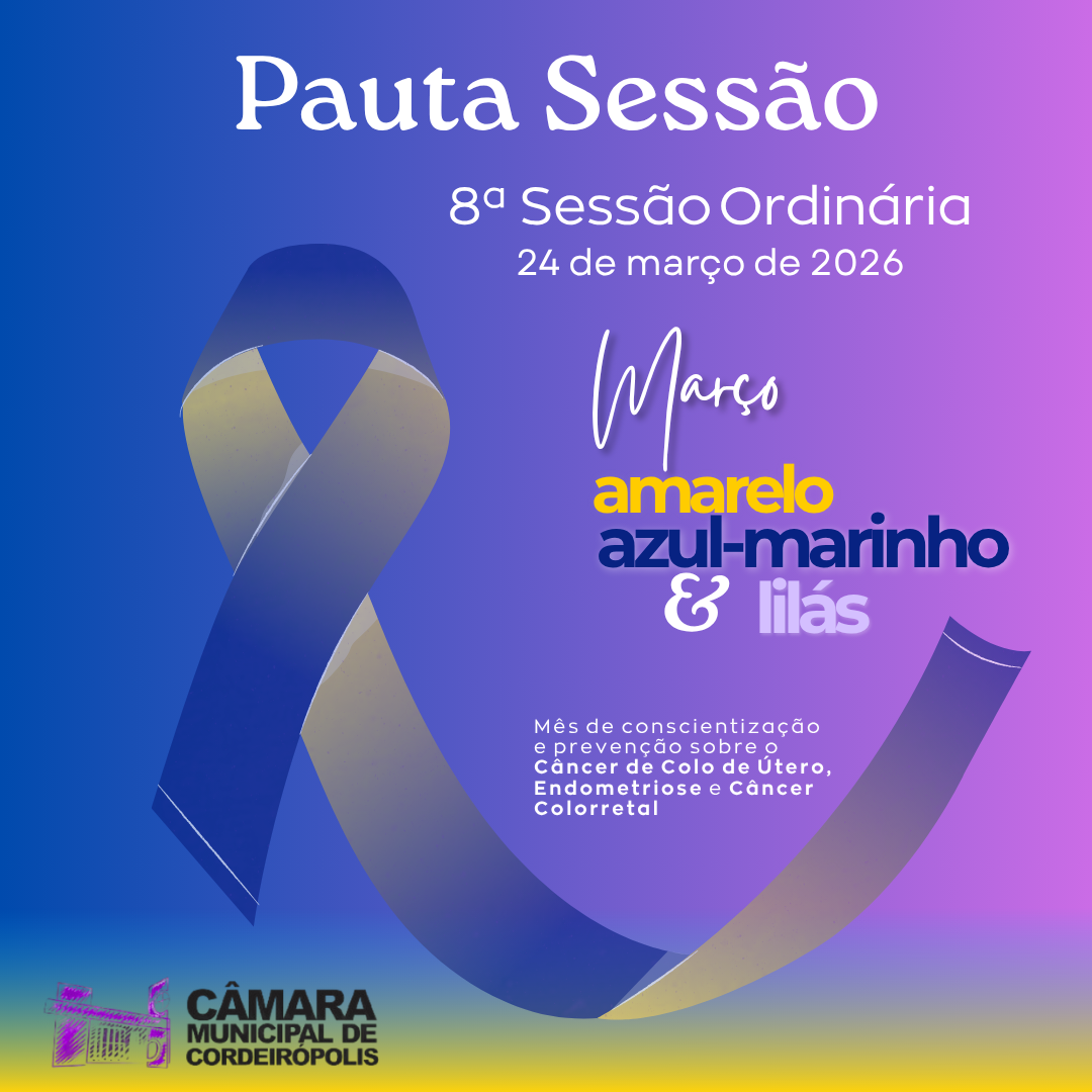 Imagem principal da notícia Pauta da 8ª Sessão Ordinária de 2026