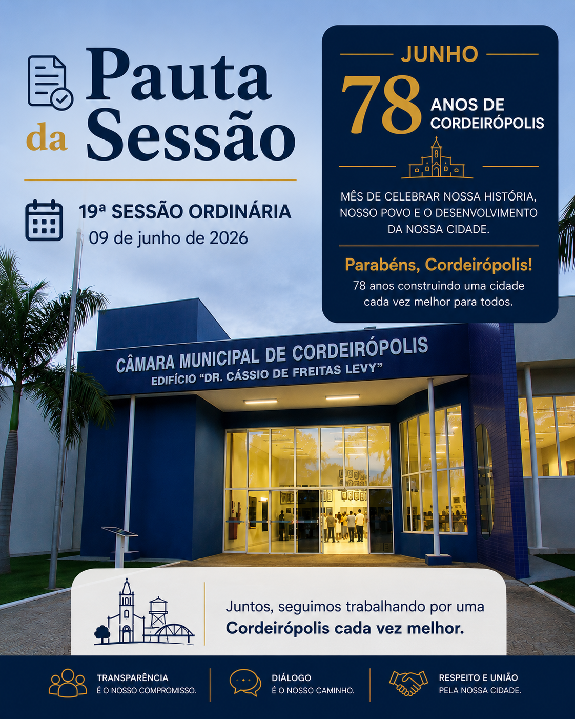 Imagem principal da notícia Pauta da 19ª Sessão Ordinária de 2026